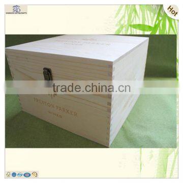 Unfinished Hinged Fixing Support 6 Bottles Wooden Wine Case photo-5
