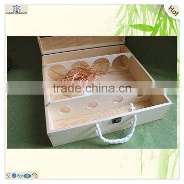 Light Four Bottles Wine Beer Gift Packing Wood Box photo-4