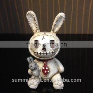 Resin Creepy Geek Style Rabbit Skull Figurine photo-4