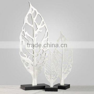 polyresin silver abstract tree leaves art work craft