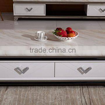 Simple Coffee Table With White Marble and Drawers photo-4