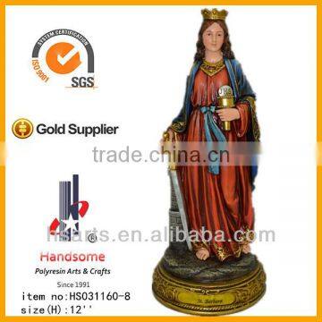 12"Resin Saint Barbara Religious Statue With Resin Base photo-3