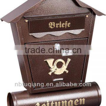 FQ-101 Wall mounted cast iron mailbox with paint coating metal mailbox of newspaper tube