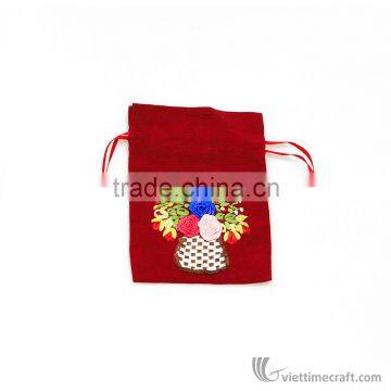 Hand Embroidered Bag With Drawing String, Elegant Designs, Various Colors to Choose photo-5