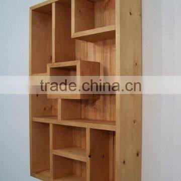 square wood cube wall shelf