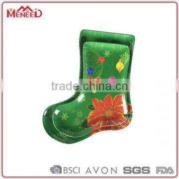 X'mas Decorative Sock Melamine Tray, Funky Sock Shaped Modern Christmas Plate photo-2