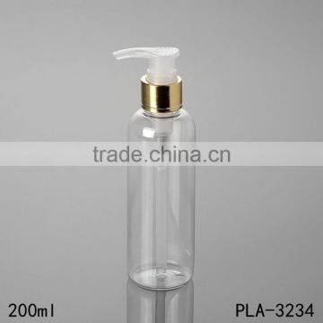 hot products high quality 200ml pet shampoo bottle dimensions gold aluminum pump plastic shampoo bottle cost price wholesale