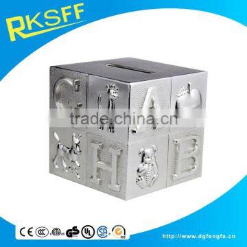 Cube Silver Alphabet and Animal Money Bank/coin Bank Box for Kid Christmas Gift photo-2