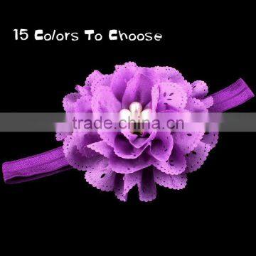 Handmade Fabric Flower Headband With Pearl Center for Kids Hair Accessories photo-6