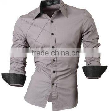 2016 New Fashion Men Long Sleeve Casual Slim Cotton Dress Shirts