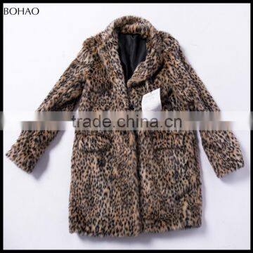 2017 New Fashion Thick Leopard Fake Fur Coat Women