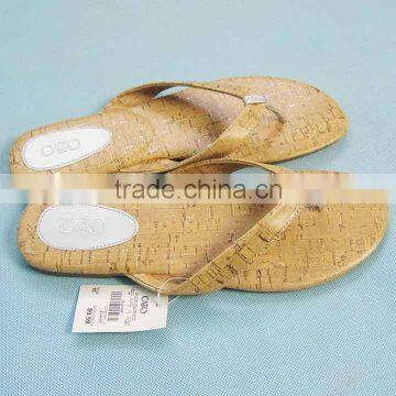 Stock beach slippers ladies PU leather slippers closeout wholesaler 140714d
