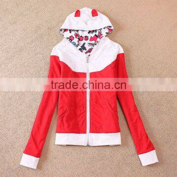 French Terry Autumn women girl hoody coat cute colorful jacket bright 2style to choose OEM wholesale