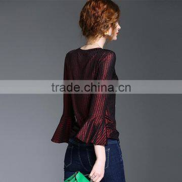 Maxnegio Women Blouse 2017 Lotus Leaf Sleeves Ladies Blouse Fashion Design photo-4