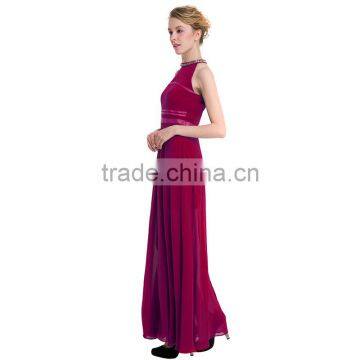 Maxnegio Long Dress Maxi Chiffon Beaded Round Neck Evening Dress photo-2