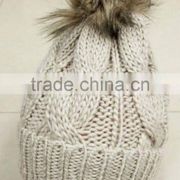 Fashion the Newest Lady100%acrylic Knitted Scarf Cap With Pompom photo-2