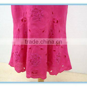 Linen Fabric Floral Embroidery Monogram Scallop Church Suits For Lady photo-6