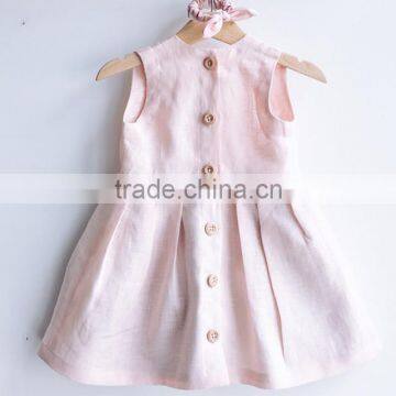 Sleeveless New Model Girl Dress High Waist Baby Linen Dress Summer photo-2