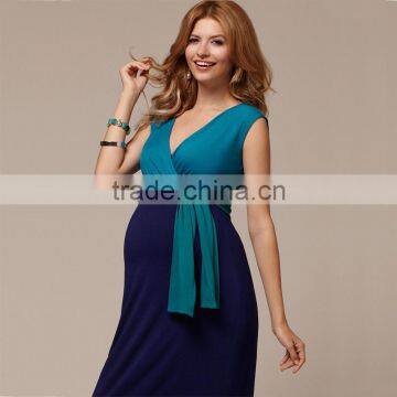 Summer Blue Maternity Clothes Fashion Comfortable Maternity Dresses for Office photo-3