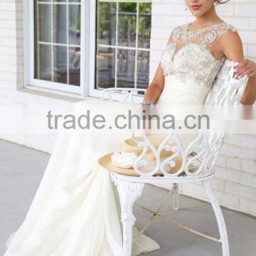 2015 Prom Dresses A Line Beaded Chiffon And Tulle Sweep Train photo-2