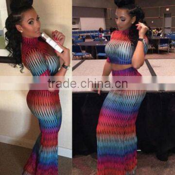 Wholesale Customized Women 100% Cotton Multi Color Striped Long Maxi Dress photo-3
