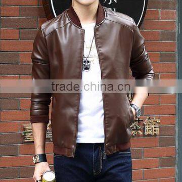 wholesale 2015 New Mens fashion casual collar motorcycle Italian leather jackets coats