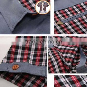 2014 New Model Casual Shirt for Men Plaid Short Sleeve Shirts photo-4