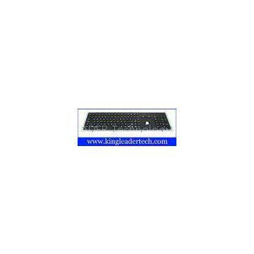 Waterproof black metal industrial keyboard with trackball, function keys and number keypad