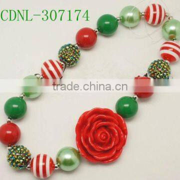 Christmas Bubblegum Bead Necklace