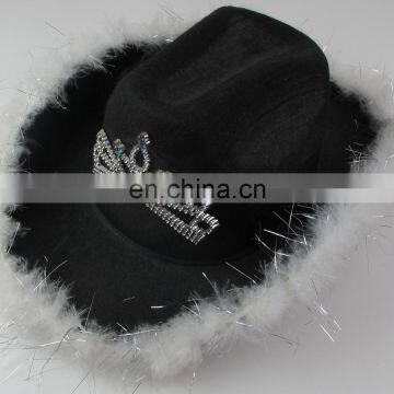 2016 Hot sale high quality crown cowboy hat fashion Lady party hat