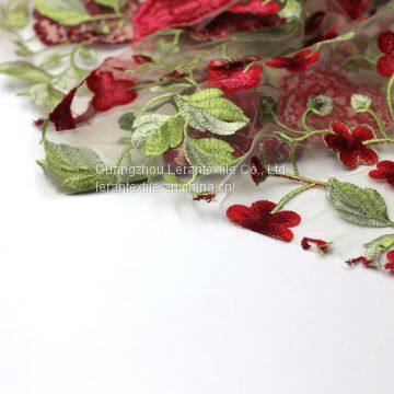 2017 Hot Selling Multiple Color Yarn Embroidery Mesh Lace Fabric for Dress photo-3