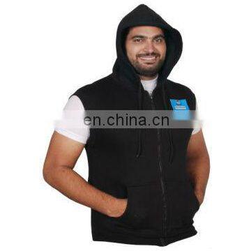 Black sleeveless zipper hoodie