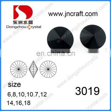 Jet color round rivoli point back crystal stones for fancy jewelry