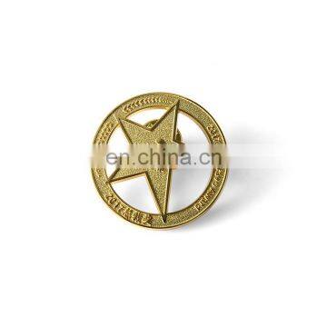 Cheap Star Gold Sanblaster Badge Pin With Logo Embossed photo-3