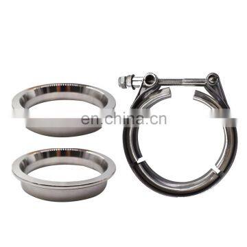 Four 3-inch Intake Pipe Clamps and Flange Kits for Male/Female With Ridge Exhaust Downpipe Stainless