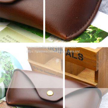 Hot-selling Vintage Unisex Leather Sunglasses Case With Press-button photo-5