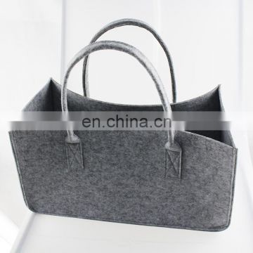 Factory price grey round felt storage basket with handle