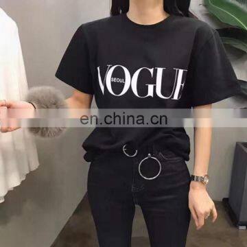 Explosive European and American Women's Vogue Letter Printing Loose Short-sleeved T-shirt Blouse photo-2