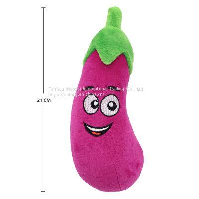 Bite Resistant Custom Interactive Eggplant Plush Pet Chew Squeaky Dog Toys photo-2