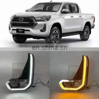 DRL LED Daytime Running Lamp For REVO 2020 2021 Auto Flowing Yellow Turn Signal Daylights Car Foglamp photo-2