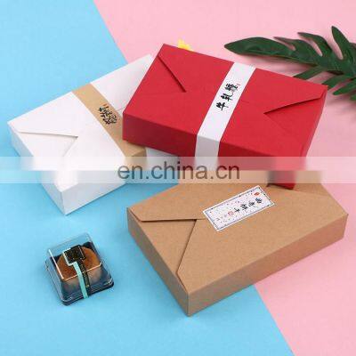 Rectangle Kraft Paper Cake Macaron Box Dessert Packaging Cookies Snacks Foldable Packing Boxes for Biscuit Gift