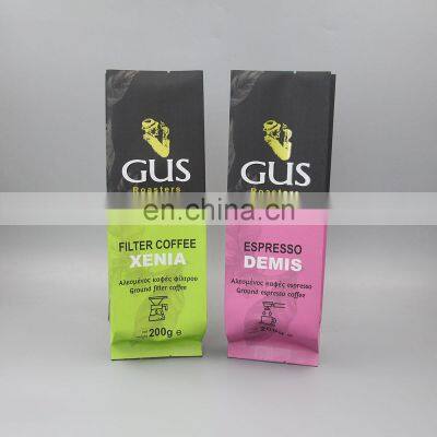 Custom Printed Matt Black Aluminum Foil 250g 1kg 12oz Flat Bottom Coffee Bag With Valve