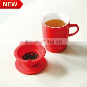 ceramics mugs with silicone tea strainer
