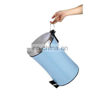 stainless steel sky blue hotel room trash can