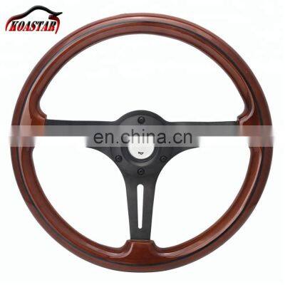 Fits Universal 350mm Steering Wheel Black Trim Classic Wood Grain Sport Black