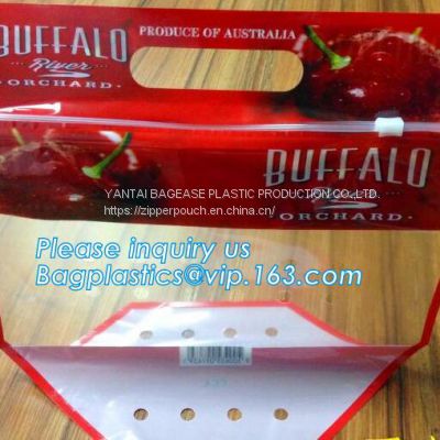 resealable slider top zipper bag for vegetable fruit bag, Fruit slider zip bag with air holes for grape packaging, resea