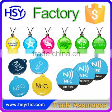 outdoor 13.56mhz rfid waterproof excellent quality programmable writable NFC Epoxy tag keychain keyfob manufacturer in china