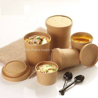 Compostable Takeaway 8oz12oz 16oz 26oz 32 oz Disposable Paper Salad Bowls PLA Coated