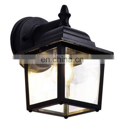 Nordic European Modern Outdoor Garden Vintage Style Outdoor Lighting Fixture Led Wall Lamps Black Aluminum AC Tempered Glass