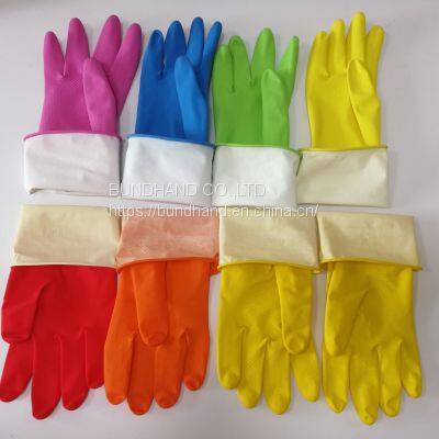 Latex Household Gloves Dip Flock Lined Cleaning Gloves photo-4